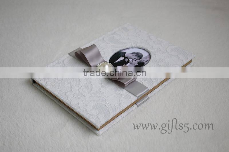 Lace white fabric Wedding Signature Guest Book