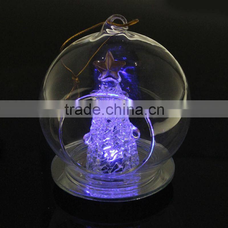 Indoor fashion transparent glass dome christmas tree decorations