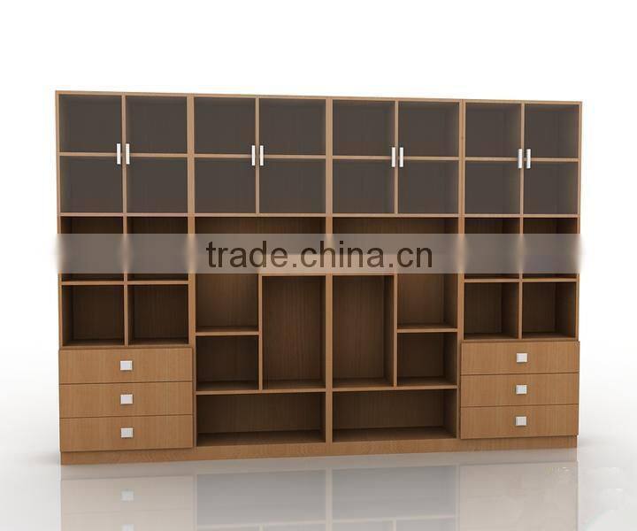Office glass wooden book cabinet