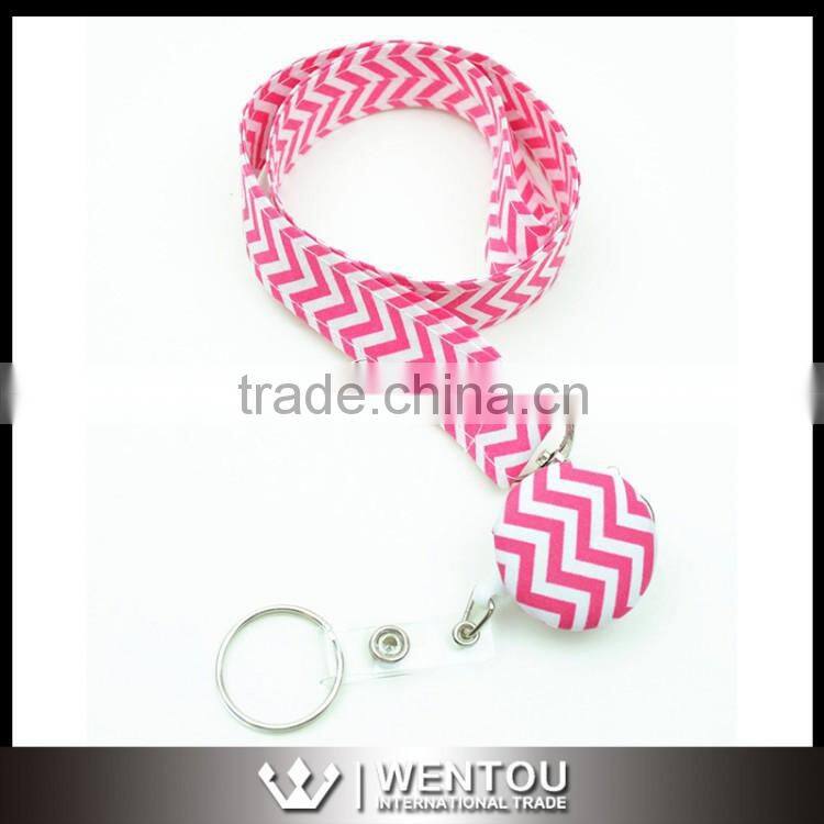 Retractable ID Badge Reel Fabric Chevron Lanyard