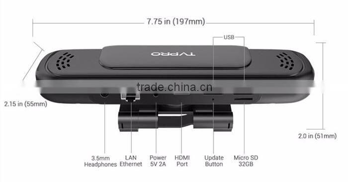 TVPRO HD5 4K Full 1080p HD Webcam A31S Quad Core Android TV Box 2G+8G Android 4.4 Bluetooth WIFI DLNA Smart TV Box