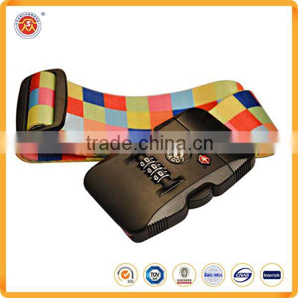 Cheap price Custom logo printed Luggage straps polyester Luggage belts with TSA lock
