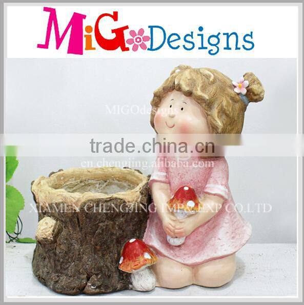 Best Price Girl Ornament Chinese Garden Decoration With Flower Pot