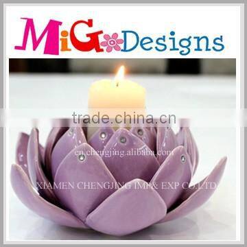 wholesale electro-plated pottery candle with flower shape