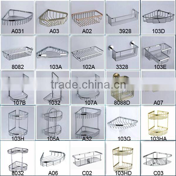 single corner shower basket/chrome palting copper basket103b