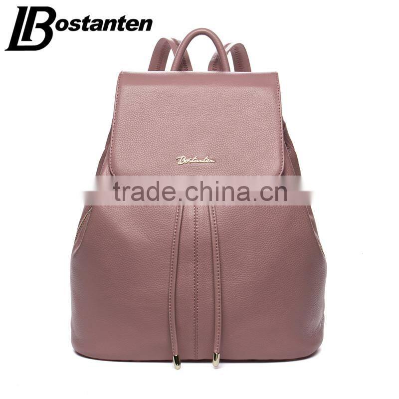 wholesale genuine leather drawstring backpack school bag for college girl