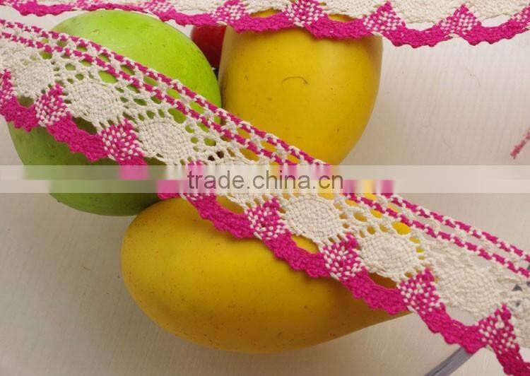 4cm pink -white lace fabric 2016 cord lace cotton lace trim nigerian lace c400209