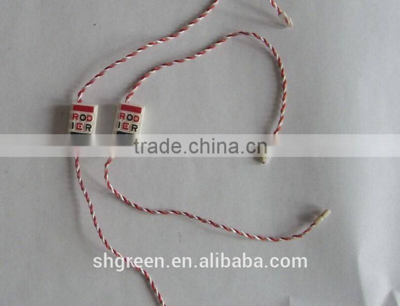 Plastic double sides embossed logo string seal tag