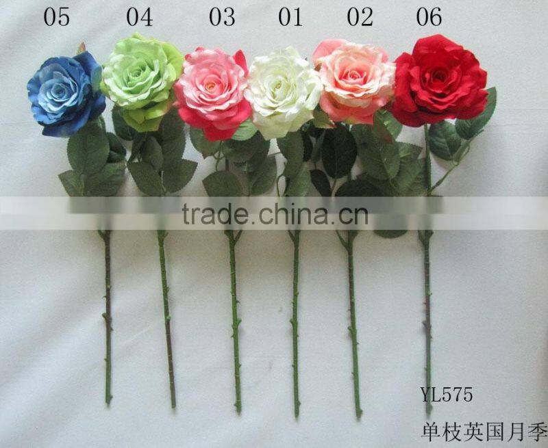 artificial pink rose single stem YL575