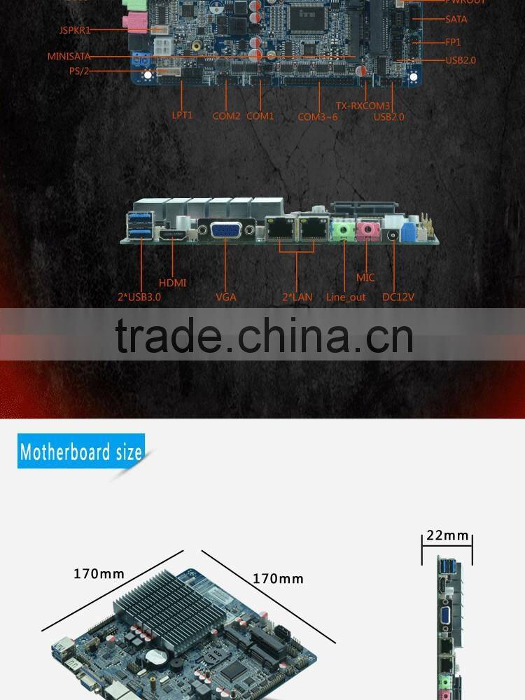Industrial Network mini PC motherbaord J1900 Industry Computer board with 2*MINI PCIE