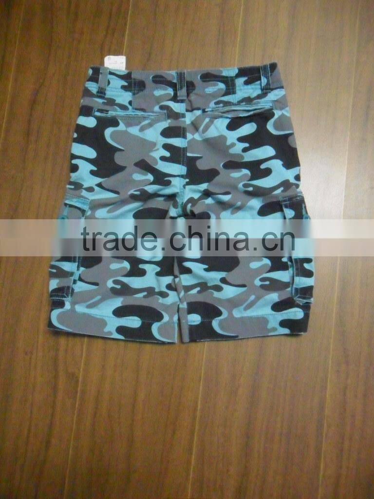 Custom 100% cotton canavas marine camouflage print knee long boy short pant