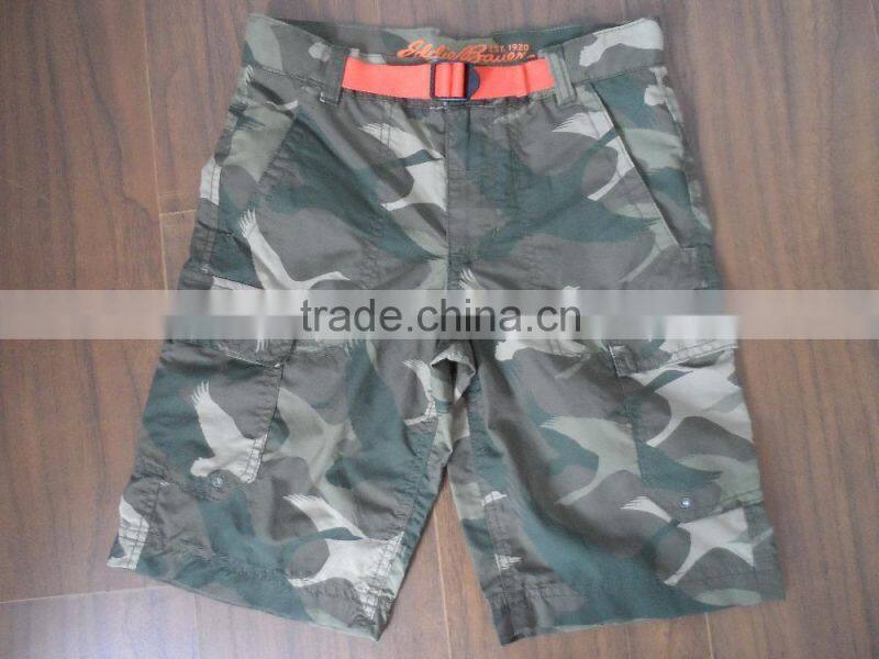Custom poplin camouflage printed boys half cool short pant