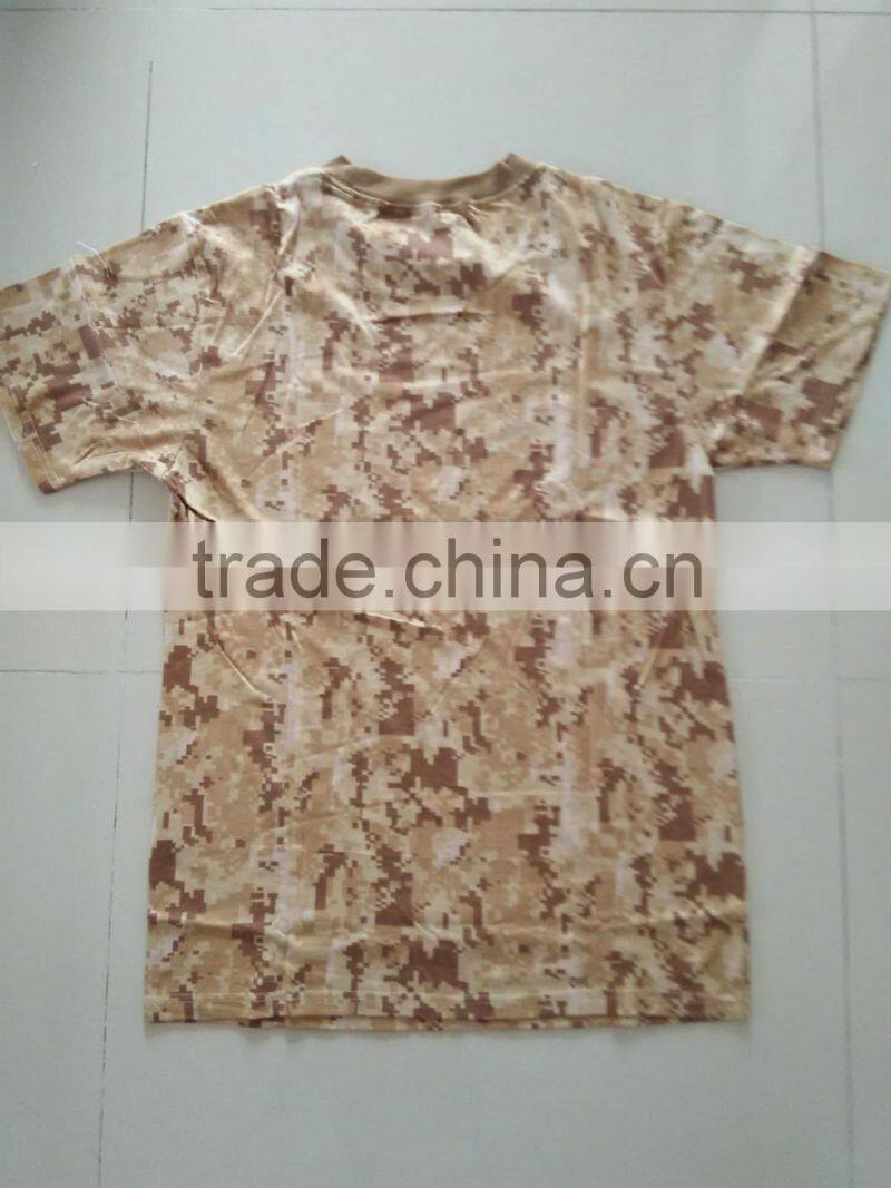 OEM65% polyester 35% cotton jersey brown digital full print camouflage round neck military T shirt