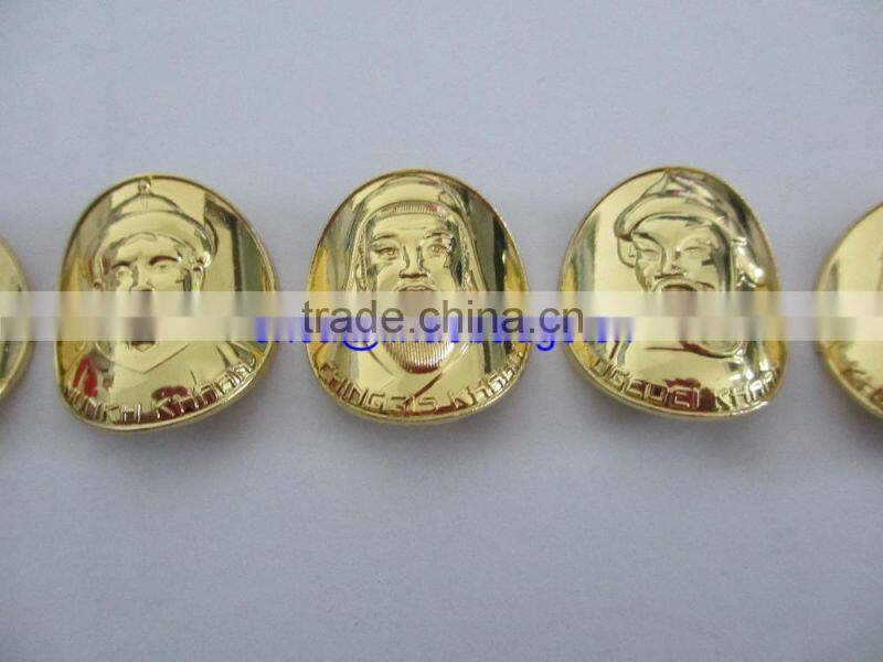 2015 Souvenir custom curve metal gold coins with your own fashion design