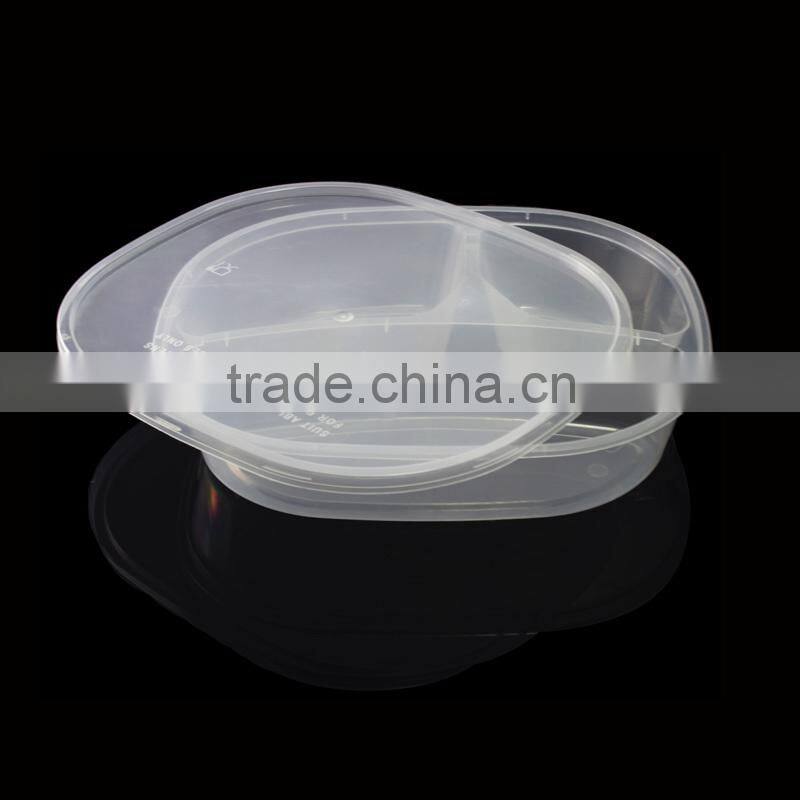 high quality plastic take-away food container 3-compartment 1000ml