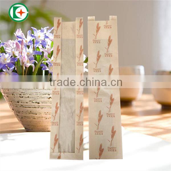 Long size grease proof french baguette paper bag with window