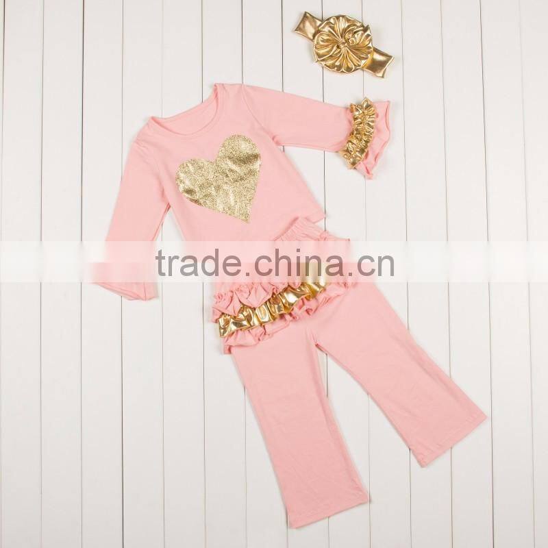 Christmas tree Children Boutique Clothing Sets Girls Christmas outfit Days Outfits Kids Clothes For Santa Sequin Gold Ruffles