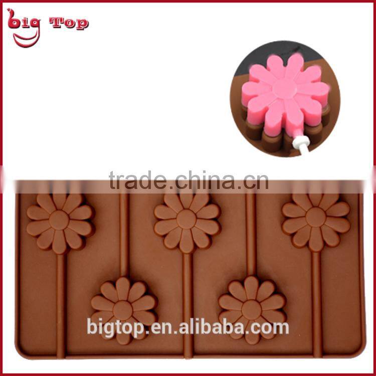 BT0091 5 Holes Lollypop Shape Silicone ice tray silicone Flower Shape ice cube Flowe Shape Silicone Chocolate Mold