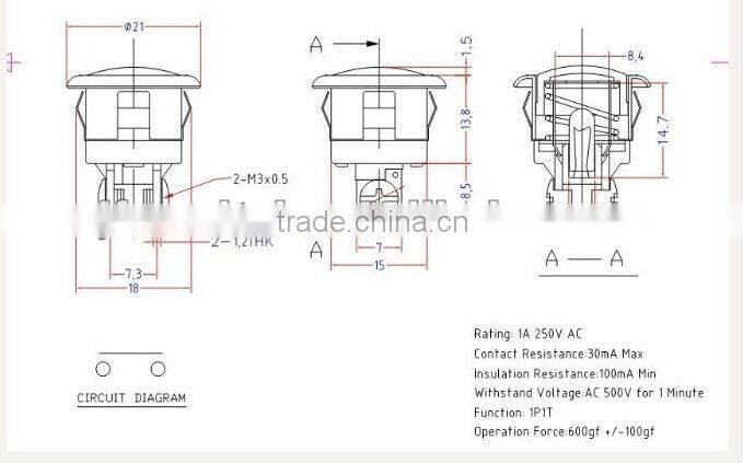 doorbell push button switch ps-01-silver-blue