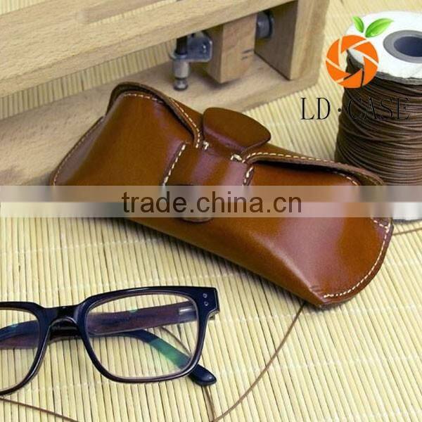 Handmade Vegetable Tanned Leather Hard Eyeglass Case Sunglasses Holder