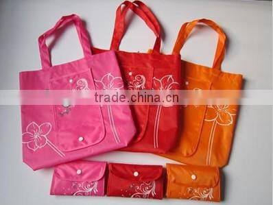 Promotional folding polyester shopping bag