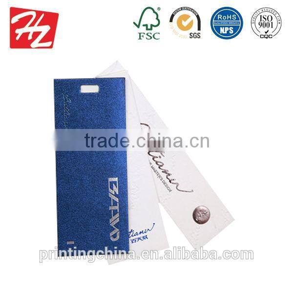 Latest technology recycled paper hang card tag with logo printing