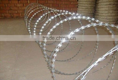 Hot dipped galvanized razor barbed/powder coated wire(anping manufacture high quality and low price)