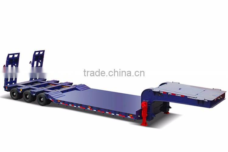 China manufacturer 3 axles 50T low flatbed deck truck semi trailer or flat bed tow trucks