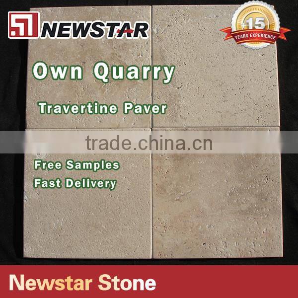 12X 12 Ivory Travertine Pavers Tumbled