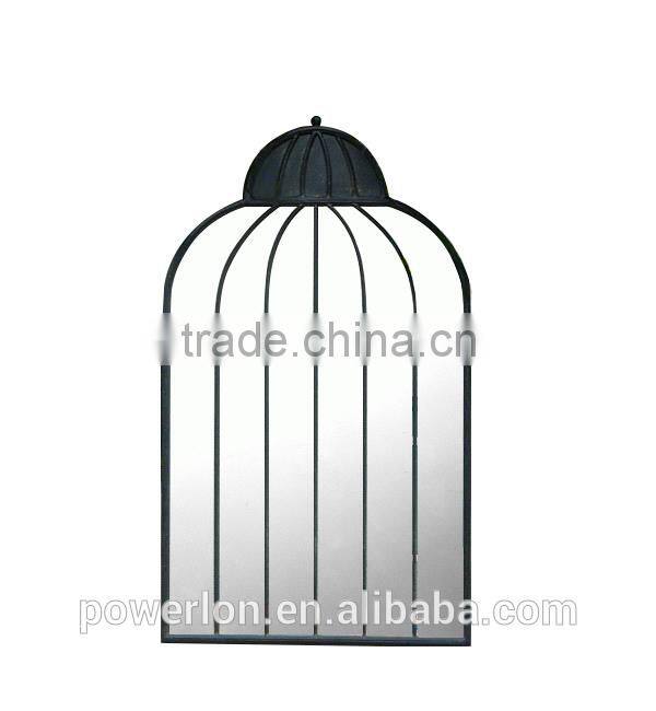 Black Ornate Garden Mirror Wrought Iron Frame Antique Decorative with Natural Beauty Reflection