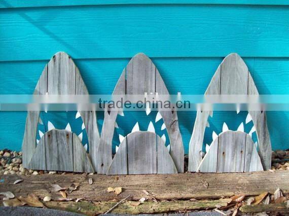 rustic wooden shark wall art