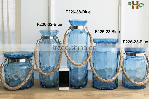 Blown Desktop Decoration Glass Jar Decorative Fiber Glass Flower Vase