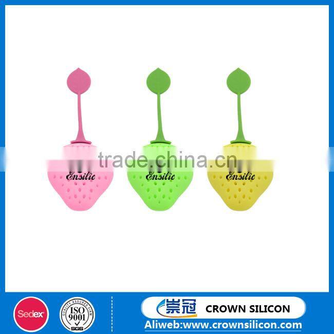 food grade eco-friendly fruit shape silicone tea infuser, strawberry shape silicone tea bag