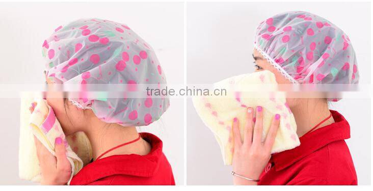 Q076 wholesale cap lovely thick waterproof bath plastic shower cap