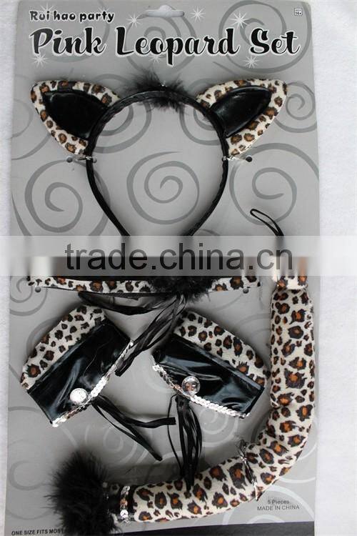 party catwoman cosplay sexy cat ear headband Cuffs Collar Tail set