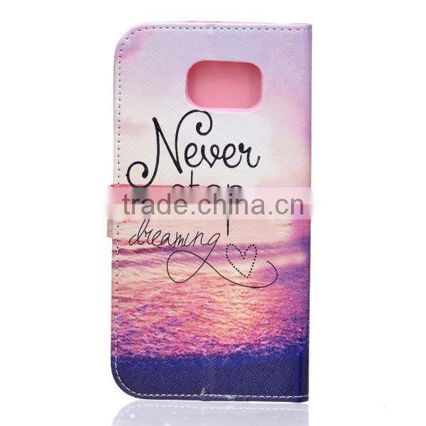 Painting phone case wallet leather case leather flip holster for Samsung S7 edge