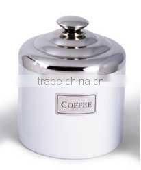 porcelain coffee canister with stainless cover