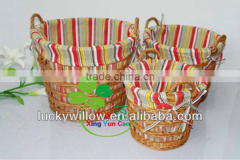 Grey wash large wicker laundry basket with lid, willow household storage basket- set of 5