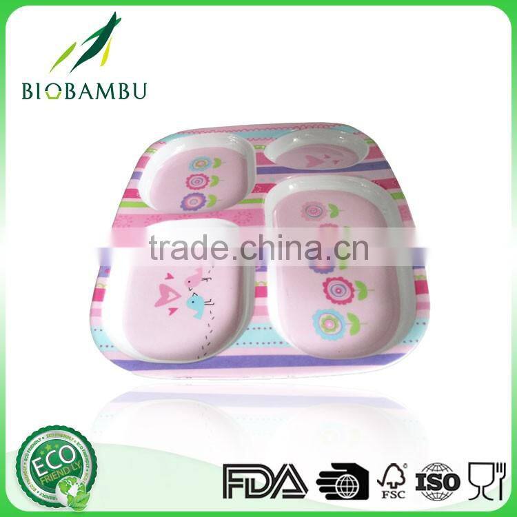 Non-toxic Simple style Compostable Bamboo fiber Plate with decal printing