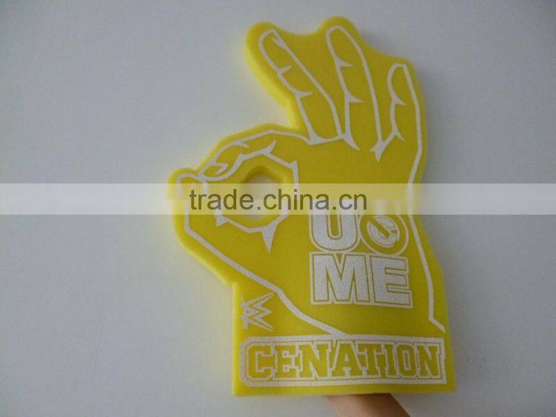 orange OKAY shape design sponge Foam Hand gloves