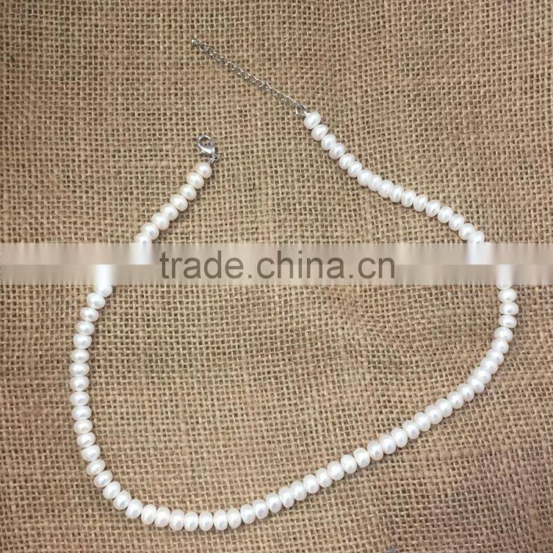 charms 7-7.5mm white button freshwater pearl necklace
