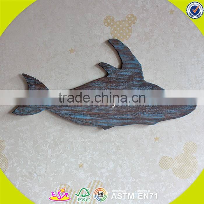 2017 New design wooden wall decoration ideas wholesale cheap whale shape wooden wall decoration ideas W09D018