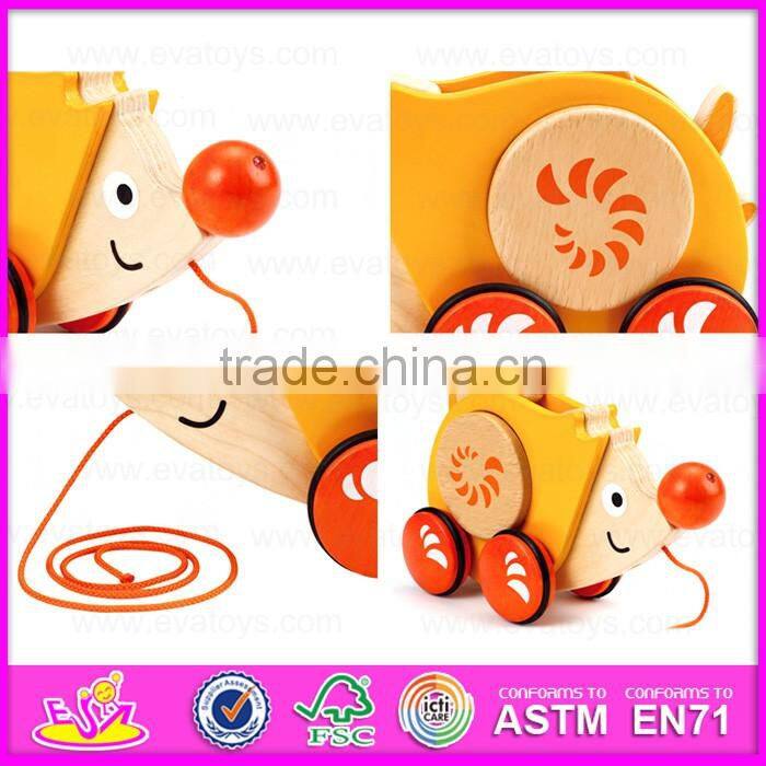 2016 new design kids wooden animal car toy,cute baby wooden animal car toy,most fashion wooden animal car toy W05B091