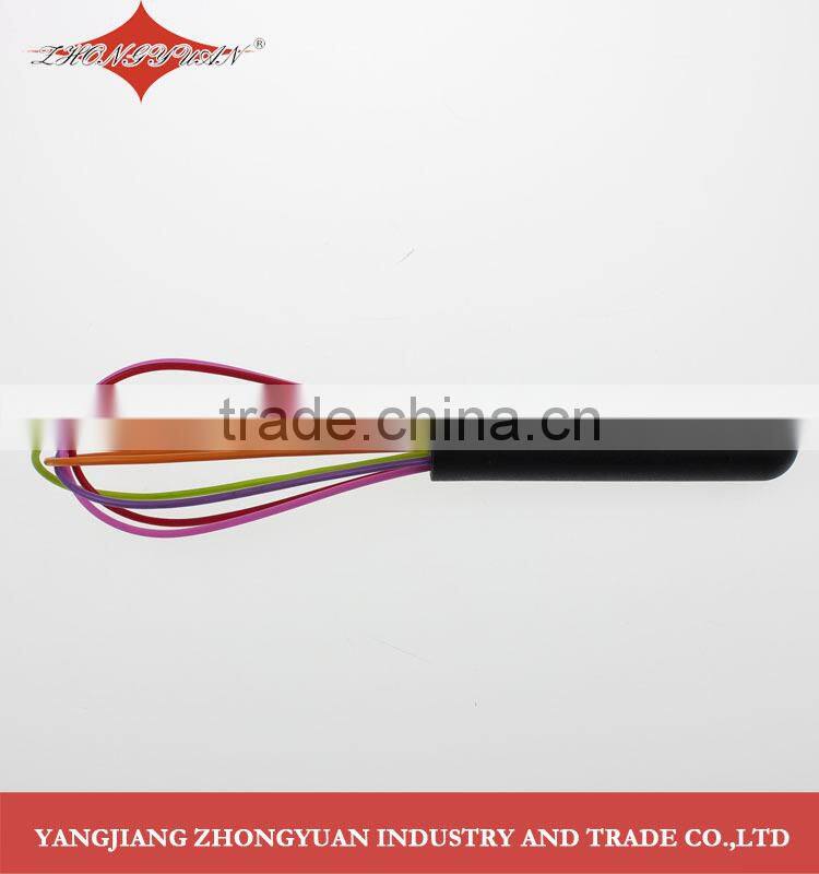 ZY-C1027A 8-inch colorful egg beater mini silicone coated wires egg whisk with plastic handle