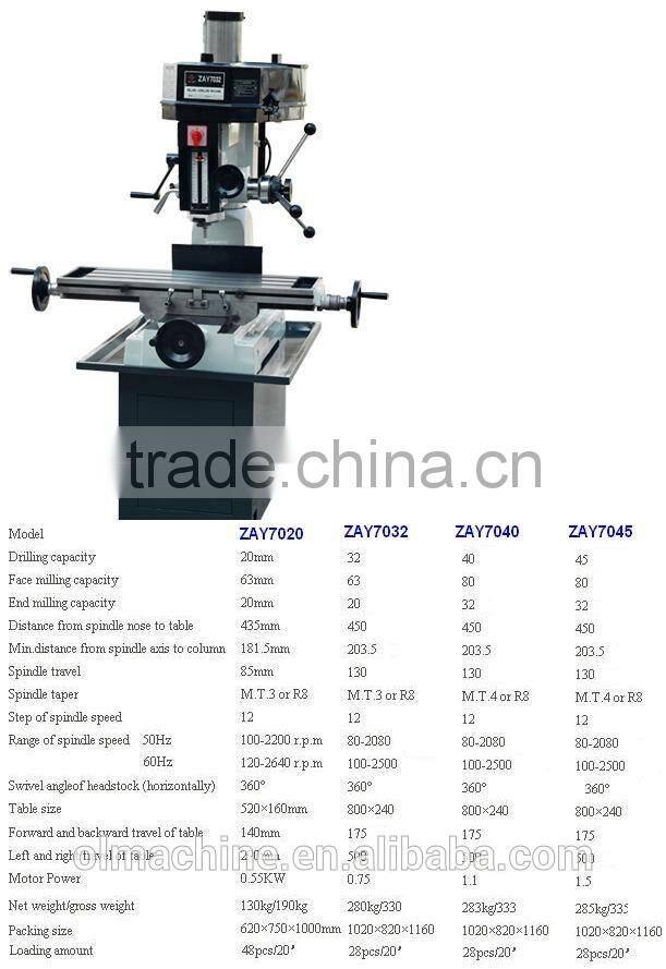 Drilling and Milling machine ZAY sery, with dia 20 25 32 40 45 50mm