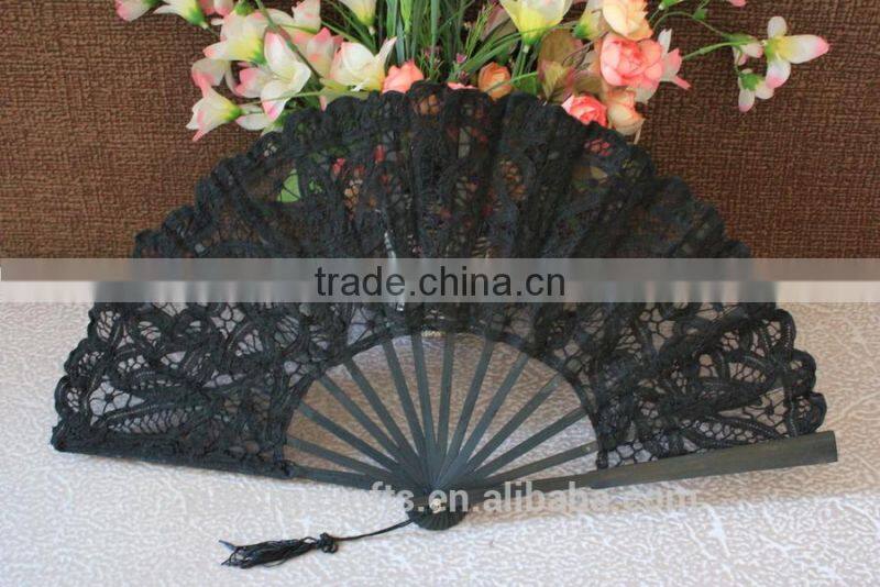 Black color lace wedding fan