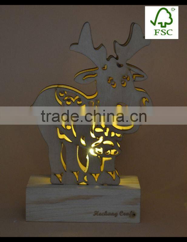2016 laser cutting wooden crafts , wooden christmas decor