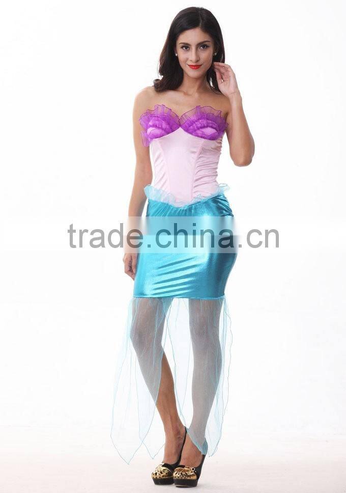 Mermaid Long Tail Skirt Metallic Ariel Sexy Fish Tail Adult Womens Dress Costume Sea