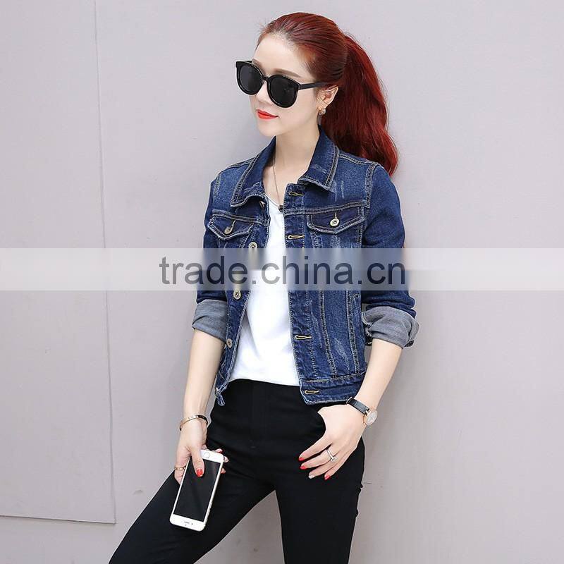 Wholesale clothing women's coat fashion winter jacket long sleeve woman denim jacket
