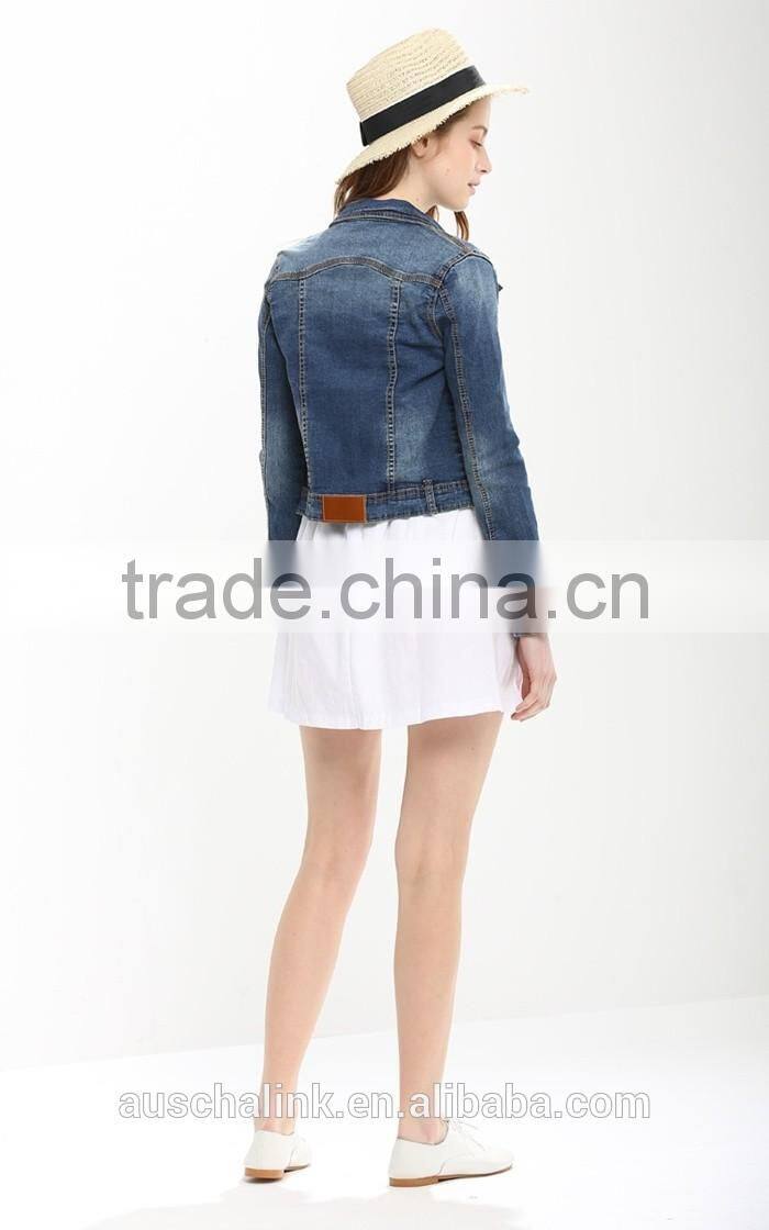 oem service korean style loose fancy short style denim jacket wholesale